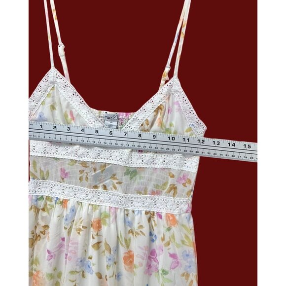 Rue 21 - Women's Summer Sleeveless High Low Hem Ruffle Floral Dress - White -XS - Picture 3 of 16